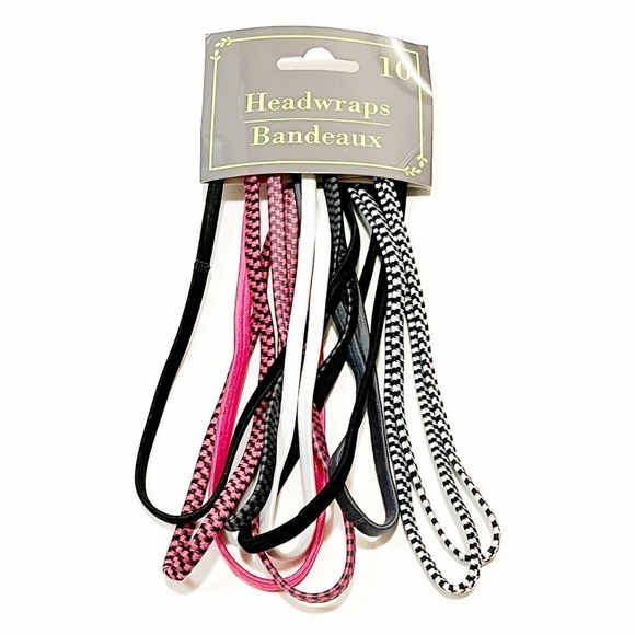 NWT! Brand new pack of 10 pink, black, white, headwraps, head-bands bandeaux. OS - Picture 1 of 6